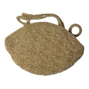 Vintage Japanese Hand Woven Cream Beaded Clutch Bag.